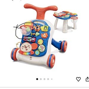 Interactive Learning Walker with Blue and Red Accents